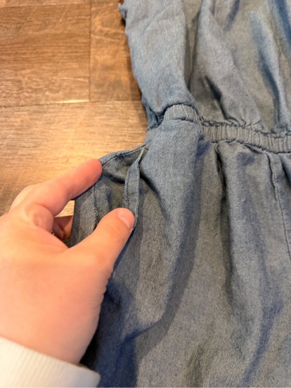 Tea Collection Girls Size 6 Chambray Romper Blue Off Shoulder Short Sleeve - Picture 2 of 5